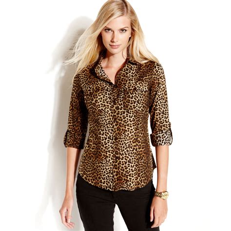 michael kors animal print blouse|Michael Kors leopard.